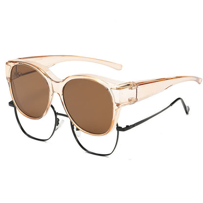 Polarized Round Frame Driving Sunglasses Fit Over Glasses for Women Men