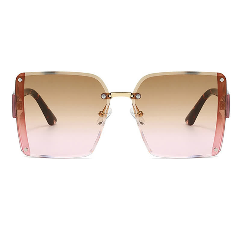 Square Frame Oversized Rimless Sunglasses