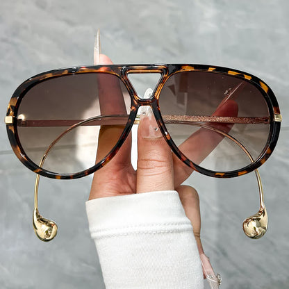 Double Bridges Metal Temples Aviator Sunglasses