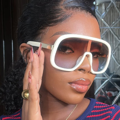 Flat Top Double Bridges Oversized Trendy Aviator Sunglasses