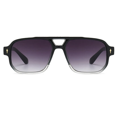 Square Frame Double Bridges Vintage Arrow Sunglasses