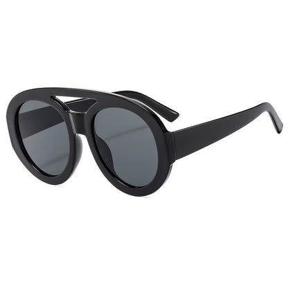 Round Frame Double Bridges Oversized Aviator Sunglasses