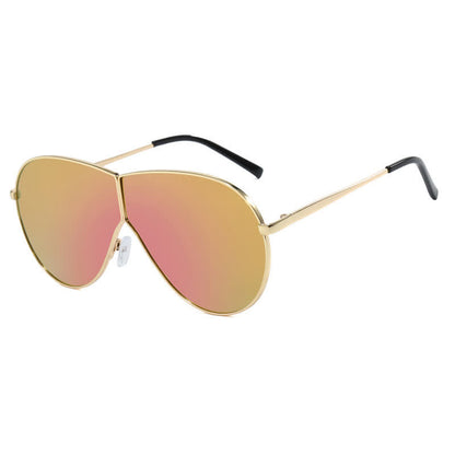 Hipster One-piece Metal Temples Aviator Sunglasses