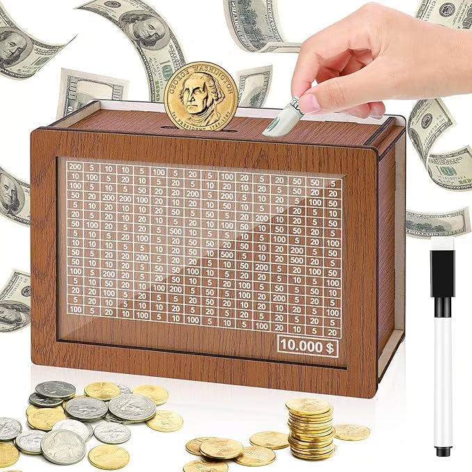 🔥Cash Vault Wooden Savings Box🎁Help achieve savings goals