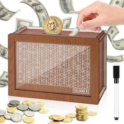 🔥Cash Vault Wooden Savings Box🎁Help achieve savings goals