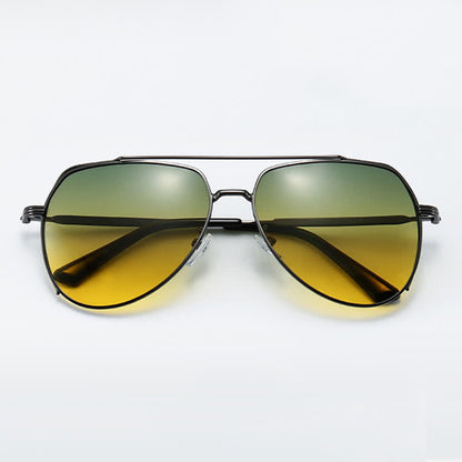 Polarized Photochromic Double Bridges Aviator Sunglasses for Driving