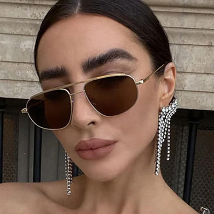 Double Bridges Hipster Aviator Sunglasses