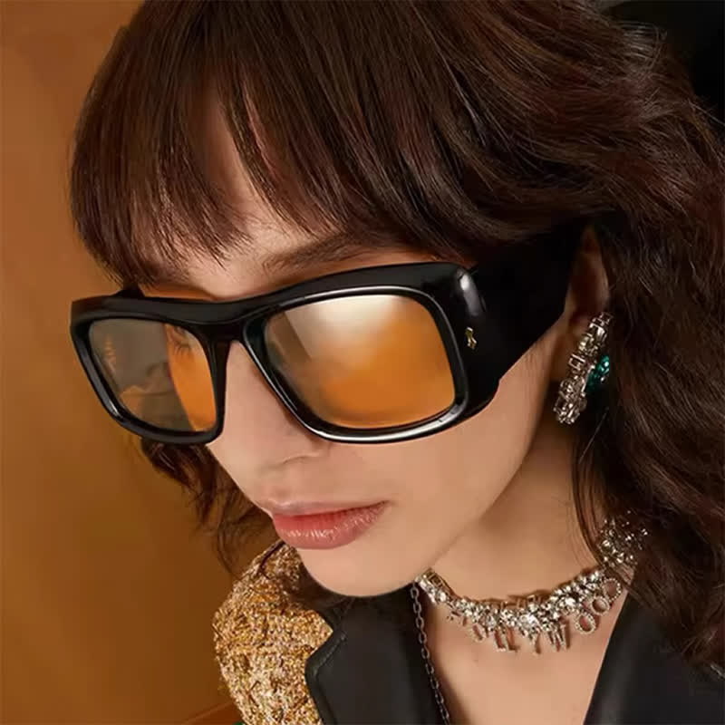 Arrow Decor Square Frame Thick Sunglasses