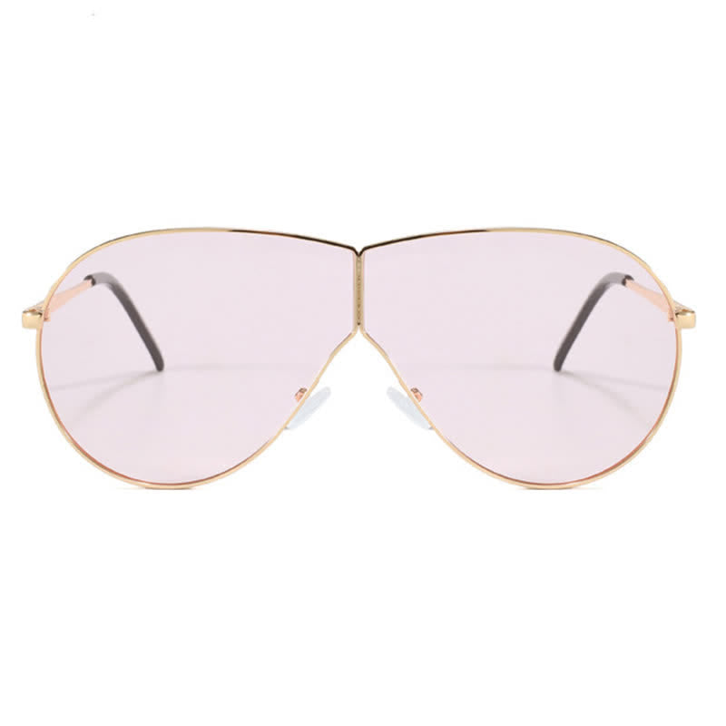 Hipster One-piece Metal Temples Aviator Sunglasses