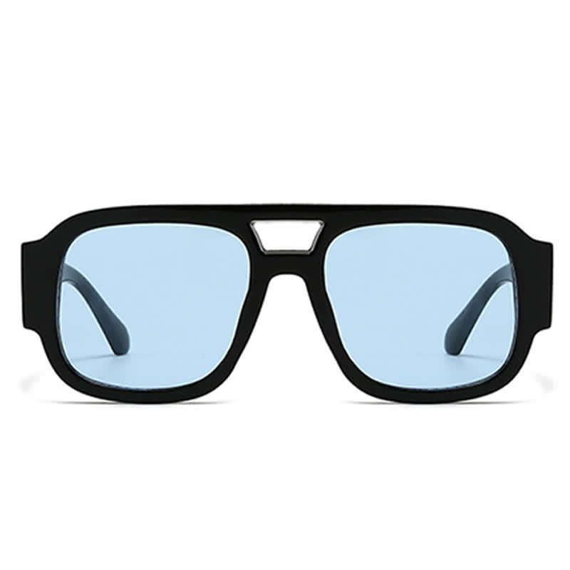 Square Frame Double Bridges Classic Thick Sunglasses