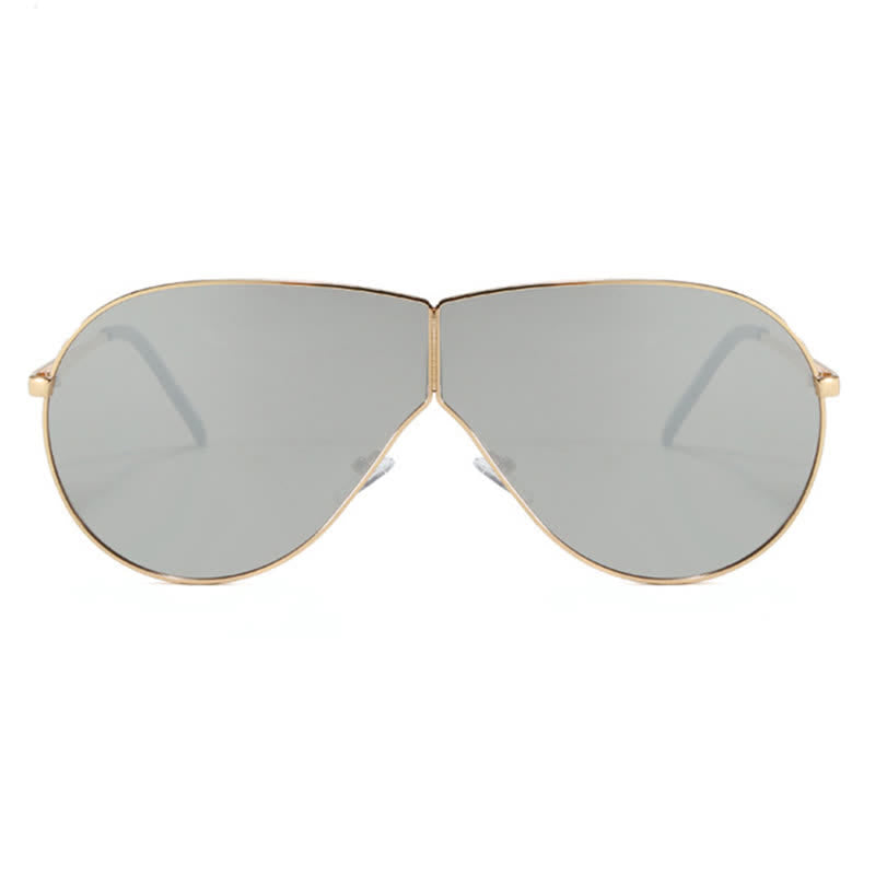 Hipster One-piece Metal Temples Aviator Sunglasses