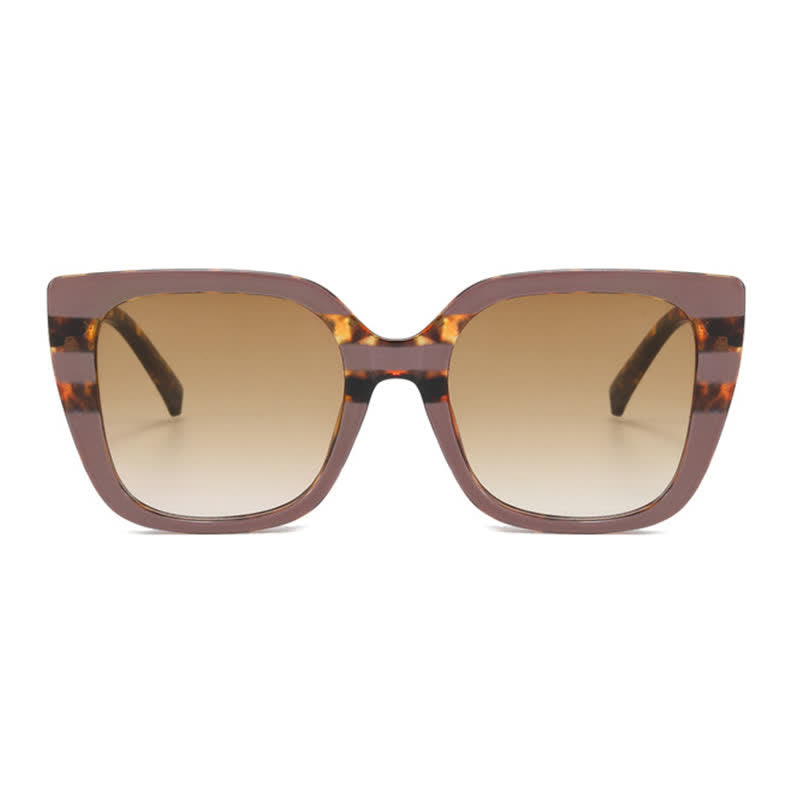 Leopard Pattern Square Frame Oversized Sunglasses