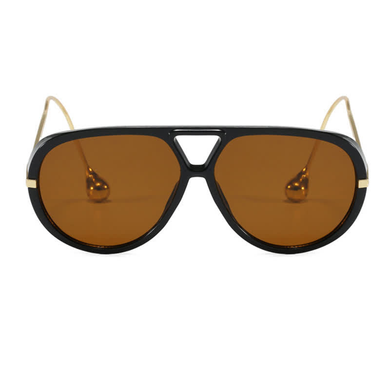 Double Bridges Metal Temples Aviator Sunglasses