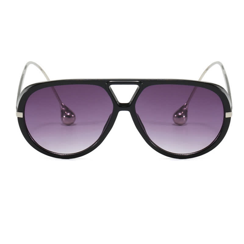 Double Bridges Metal Temples Aviator Sunglasses