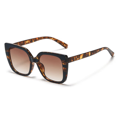 Leopard Pattern Square Frame Oversized Sunglasses