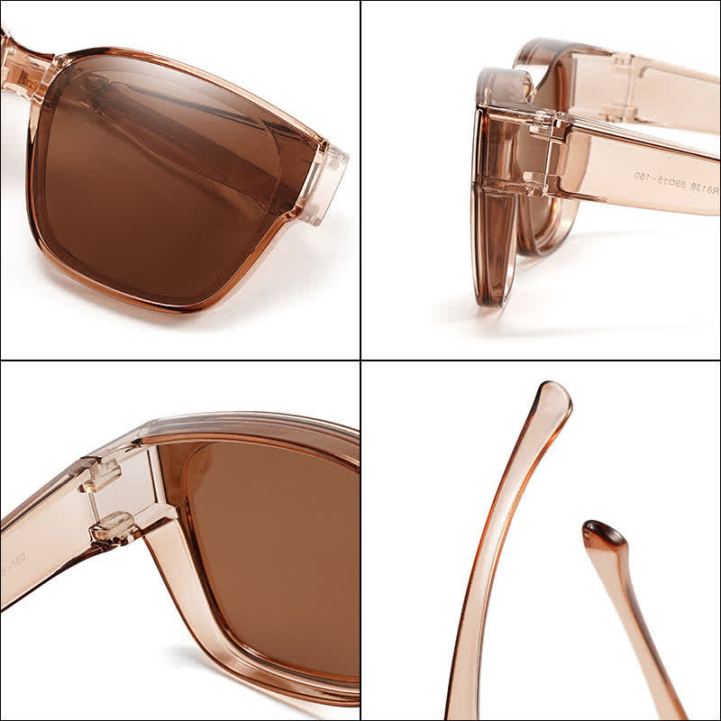 Fit Over Glasses Square Frame Foldable Polarized Sunglasses for Women Men