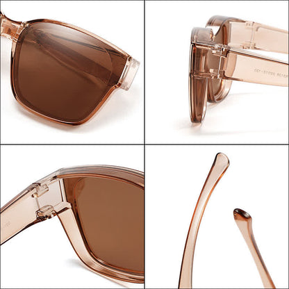Fit Over Glasses Square Frame Foldable Polarized Sunglasses for Women Men