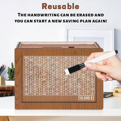 🔥Cash Vault Wooden Savings Box🎁Help achieve savings goals