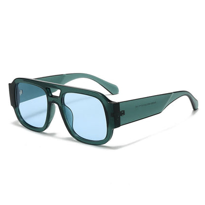Square Frame Double Bridges Classic Thick Sunglasses