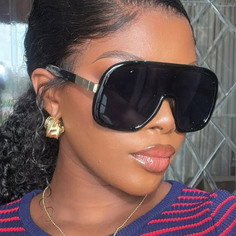 Flat Top Double Bridges Oversized Trendy Aviator Sunglasses