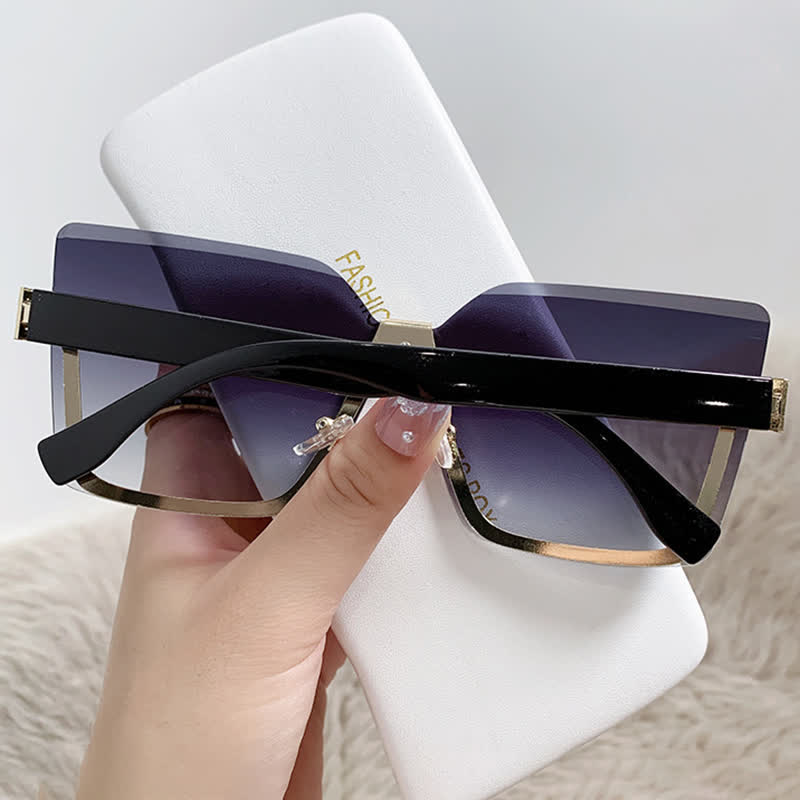 Unisex Square Rimless Oversized Sunglasses