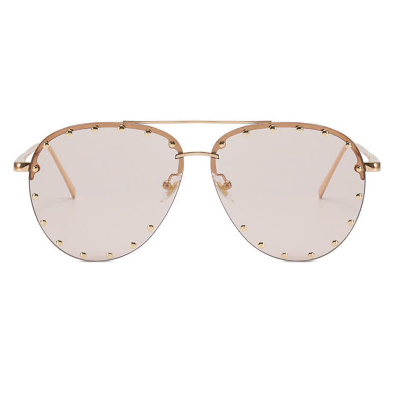 Rivets Decor Double Bridges Retro Aviator Sunglasses