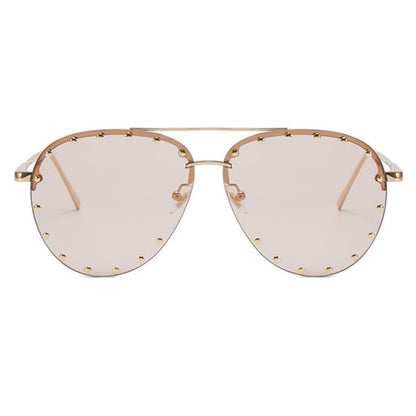 Rivets Decor Double Bridges Retro Aviator Sunglasses