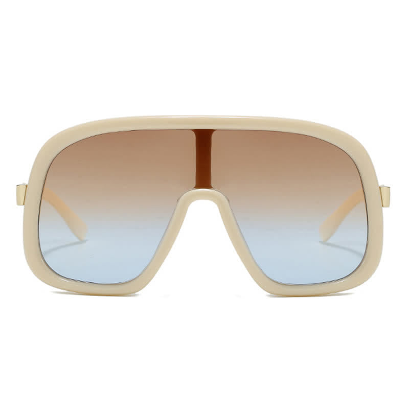 Flat Top Double Bridges Oversized Trendy Aviator Sunglasses