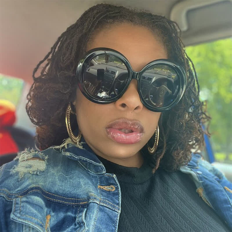 Round Frame Hipster Oversized Sunglasses
