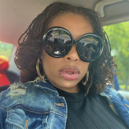 Round Frame Hipster Oversized Sunglasses