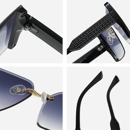 Square Frame Oversized Rimless Sunglasses