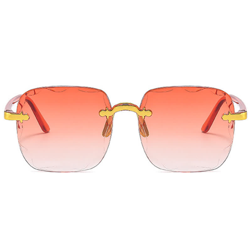 Square Frame Oversized Trendy Rimless Sunglasses