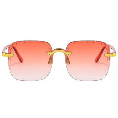 Square Frame Oversized Trendy Rimless Sunglasses