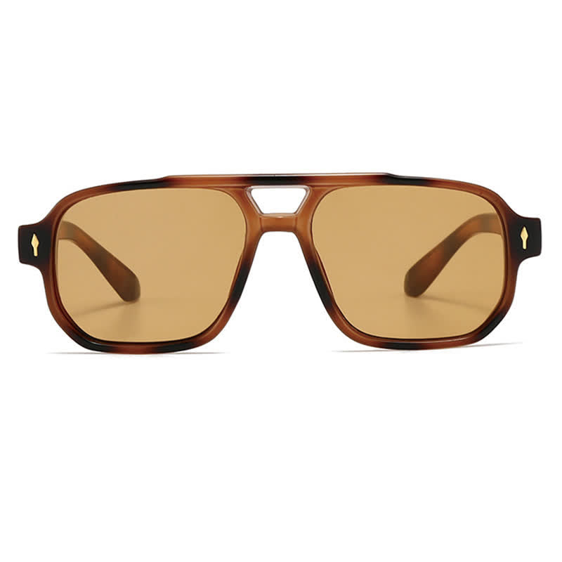 Square Frame Double Bridges Vintage Arrow Sunglasses