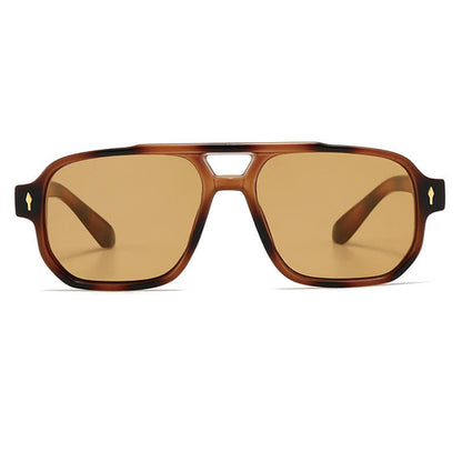 Square Frame Double Bridges Vintage Arrow Sunglasses