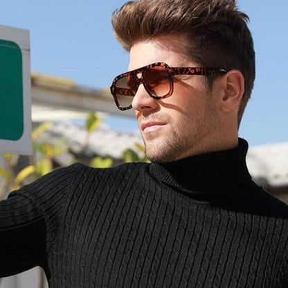 Double Bridges Thick Frame Hipster Aviator Sunglasses