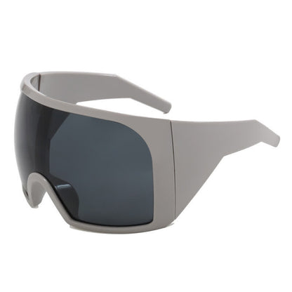 One-piece Lens Oversized Wrap Around Futuristic Sunglasses For Outdoor Sports