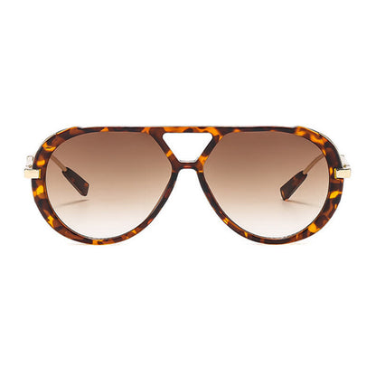 Double Bridges Tortoiseshell Oval Frame Sunglasses