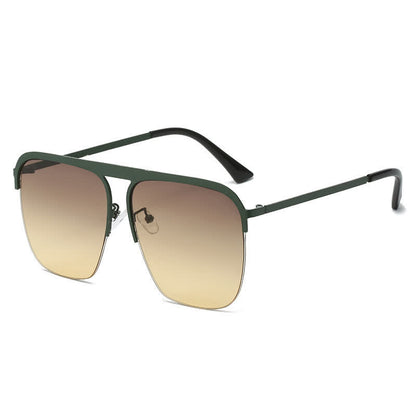 Square Frame Semi-Rimless Oversized Sunglasses