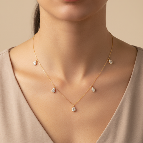 Pear Shape Charm and Chain