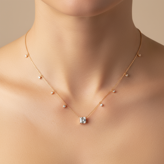 Princess and Round Diamond Chain