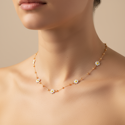 Daisy Flower and Round Ball Chain