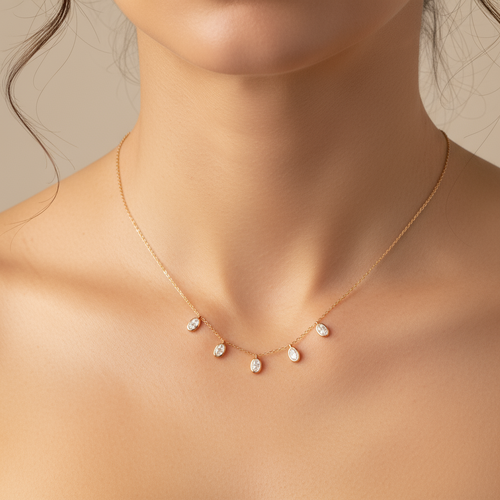 Oval Diamond Hanging Chain Pendant