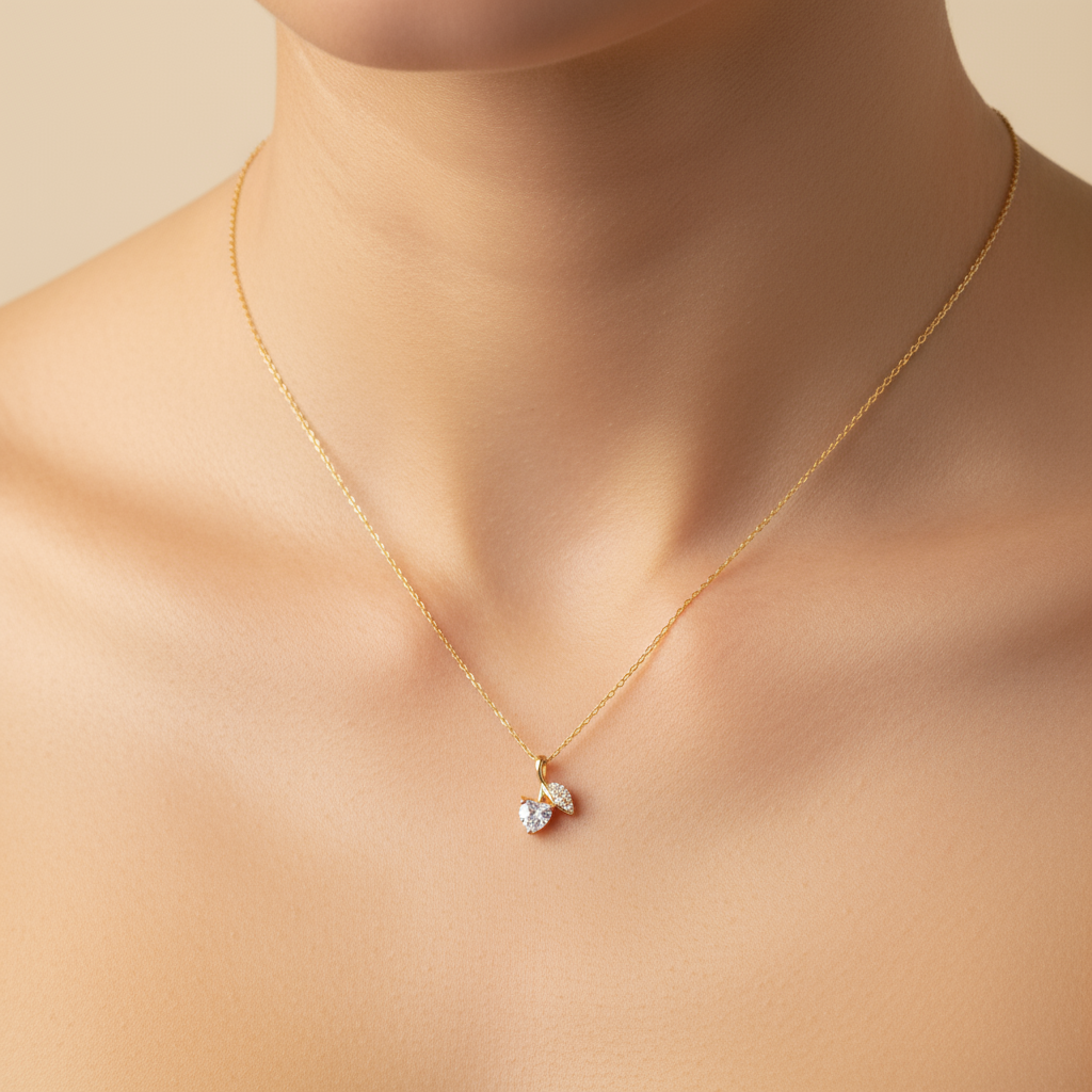 Leaf and Heart Chain Pendant