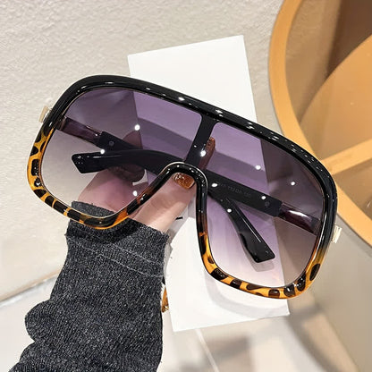Flat Top Double Bridges Oversized Trendy Aviator Sunglasses
