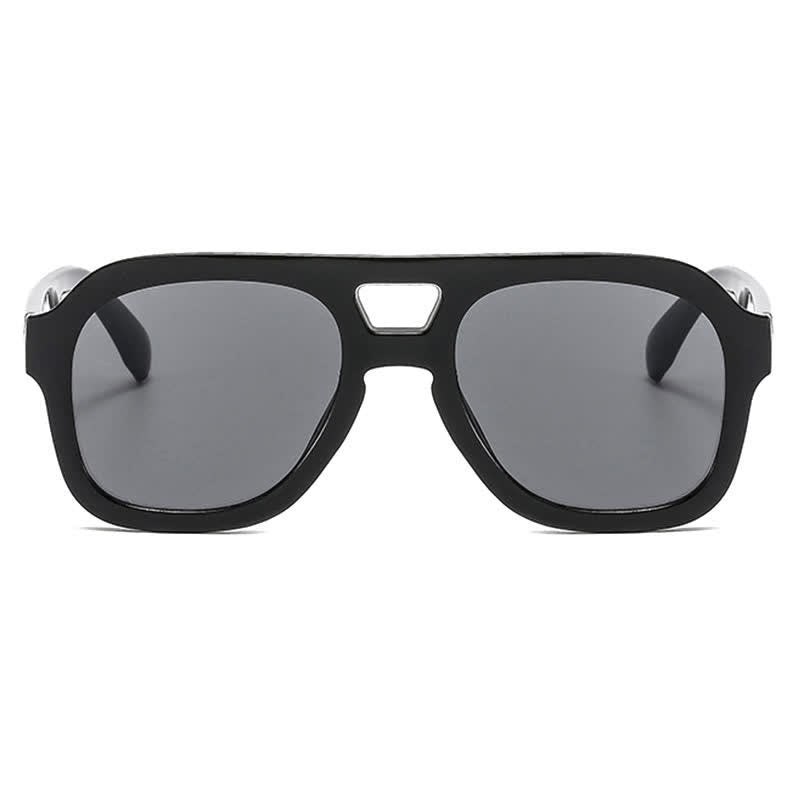 Double Bridges Thick Frame Hipster Aviator Sunglasses