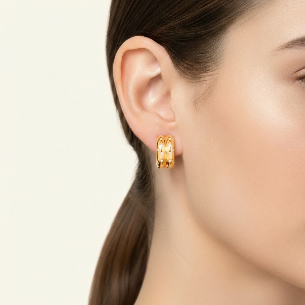 Diamond Double Hoops