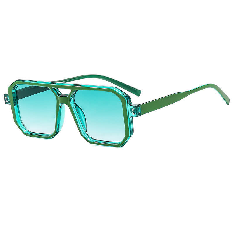 Trendy Square Frame Double Bridges Sunglasses