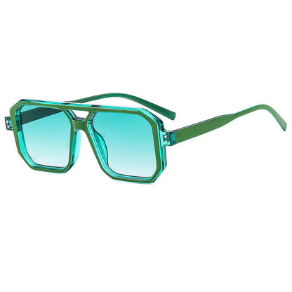 Trendy Square Frame Double Bridges Sunglasses