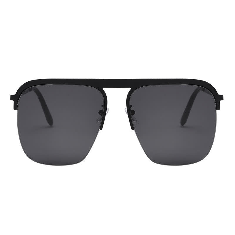 Square Frame Semi-Rimless Oversized Sunglasses